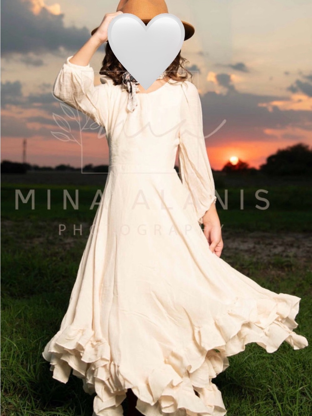 Joyfolie Cream Puff-Sleeve Ruffle-Hem Dress in Cream